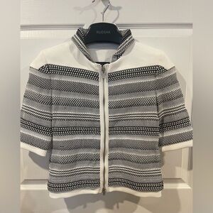 Beate Heymann Monochrome Patterned Jacket 2 way zip black and white size 36
